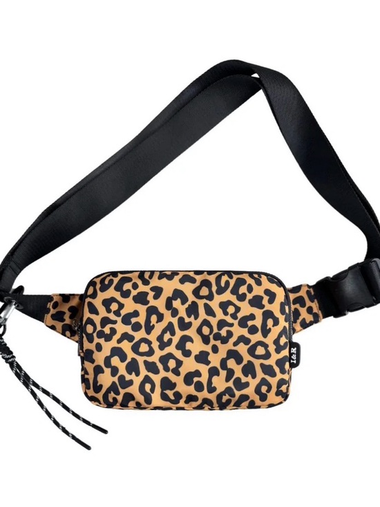 Iris & Rainbow Handbags - Iris & Rainbow Tan Leopard Print Crossbody Belt Bag - Black & Tan